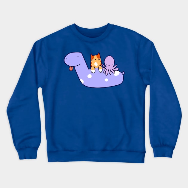 Pool Toy Tabby and Octopus Crewneck Sweatshirt by saradaboru